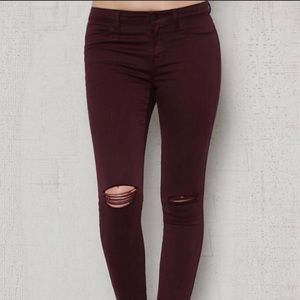 PacSun Distressed Maroon Jeans Size 27.